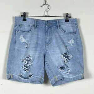 Articles of Society denim shorts distressed light wash mid length wrecked grunge